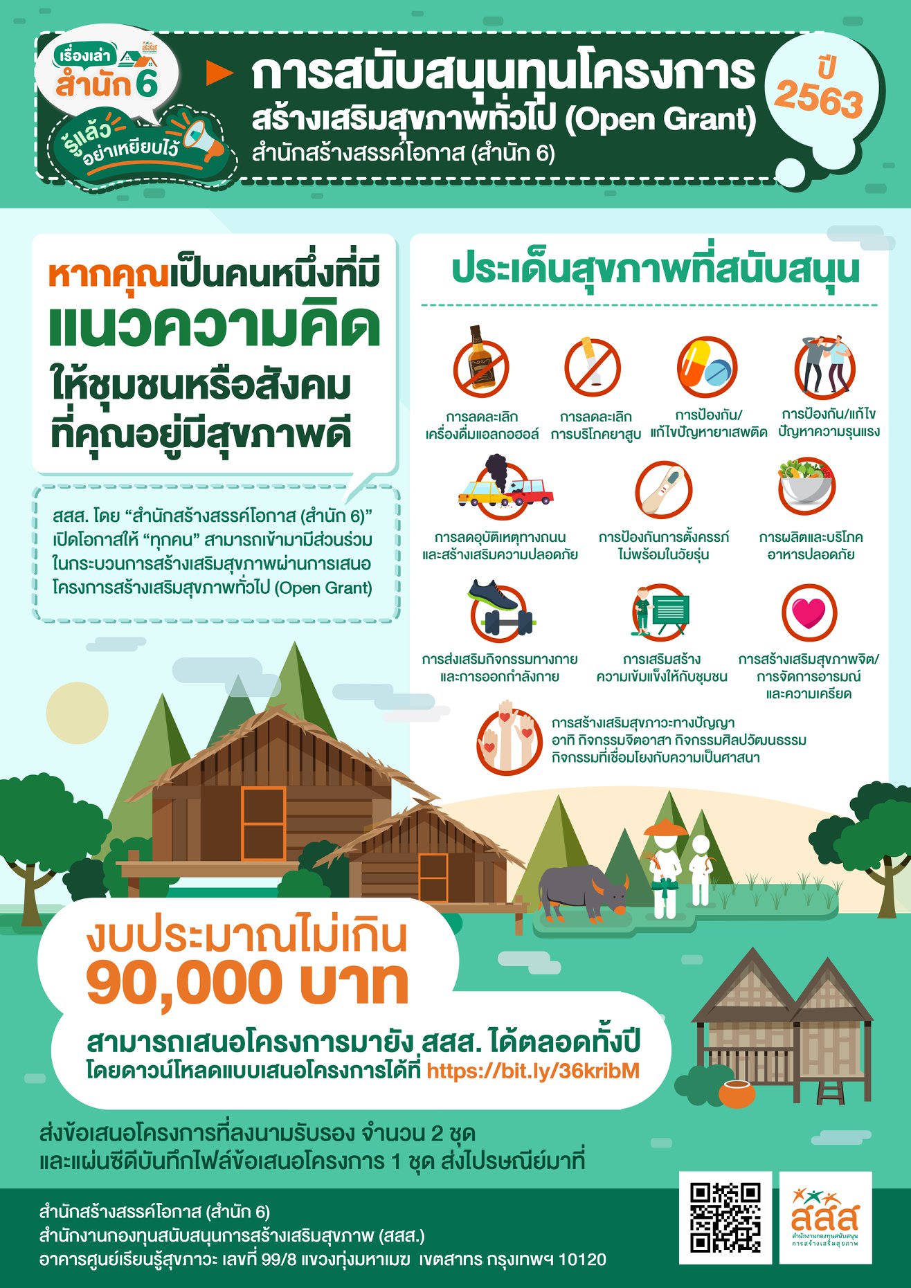 ประกาศแนวทางการสนับสนุนทุนโครงการสร้างเสริมสุขภาพทั่วไป ประจำปี 2563